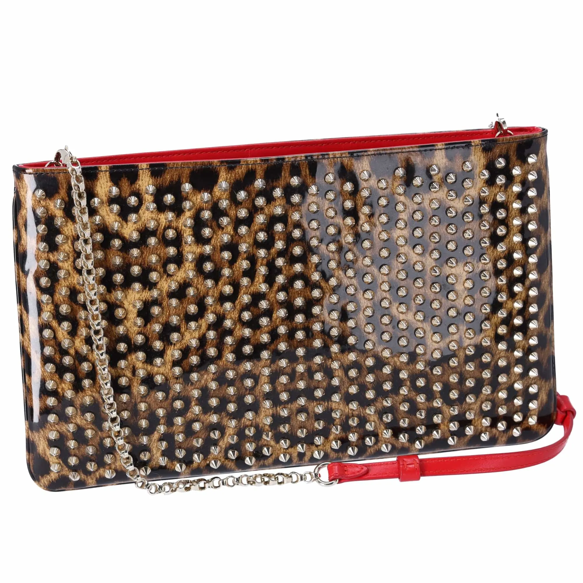 Christian Louboutin Loubiposh Shoulder Bag Light Brown Brown PVC Leopard