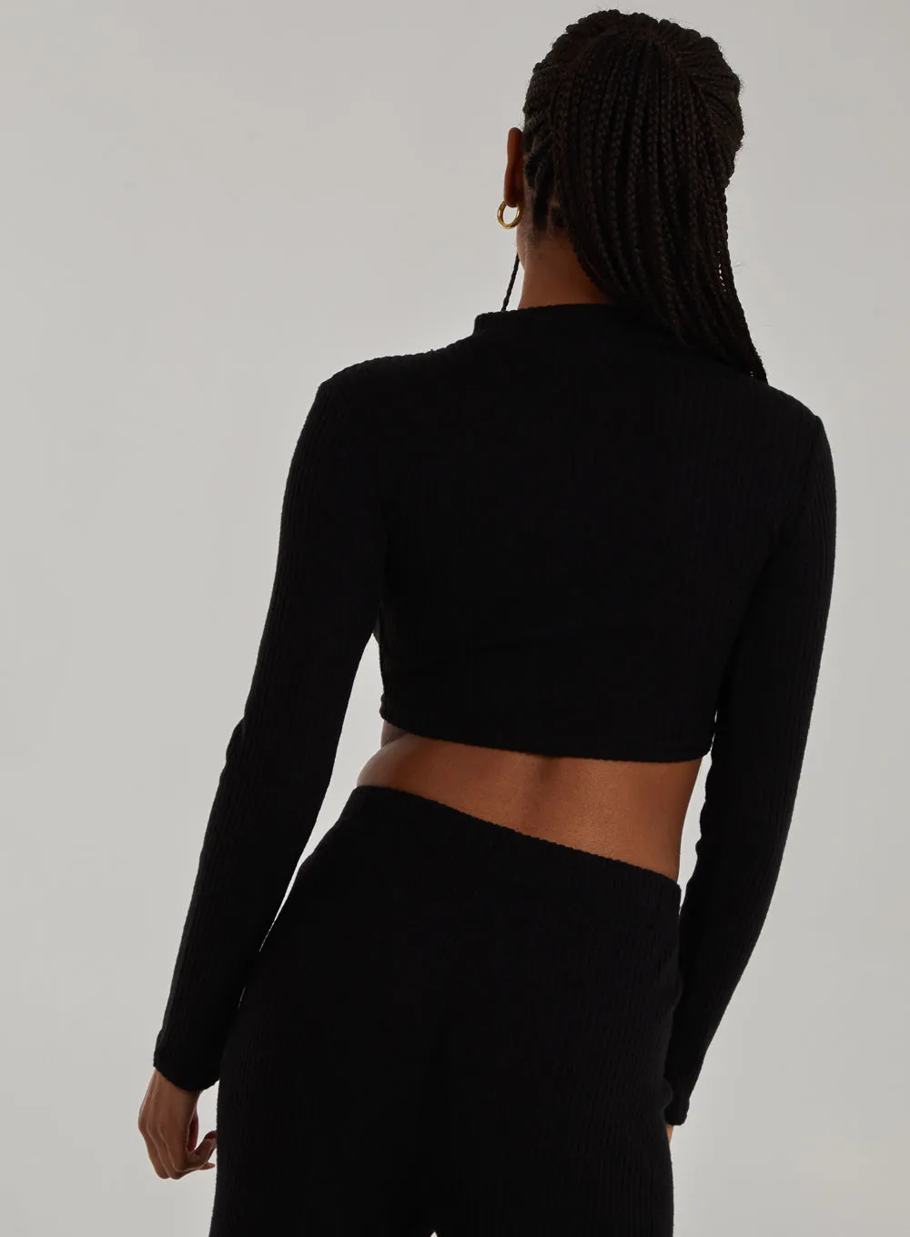 Chunky Brushed Rib Zip Up Top