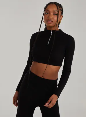 Chunky Brushed Rib Zip Up Top