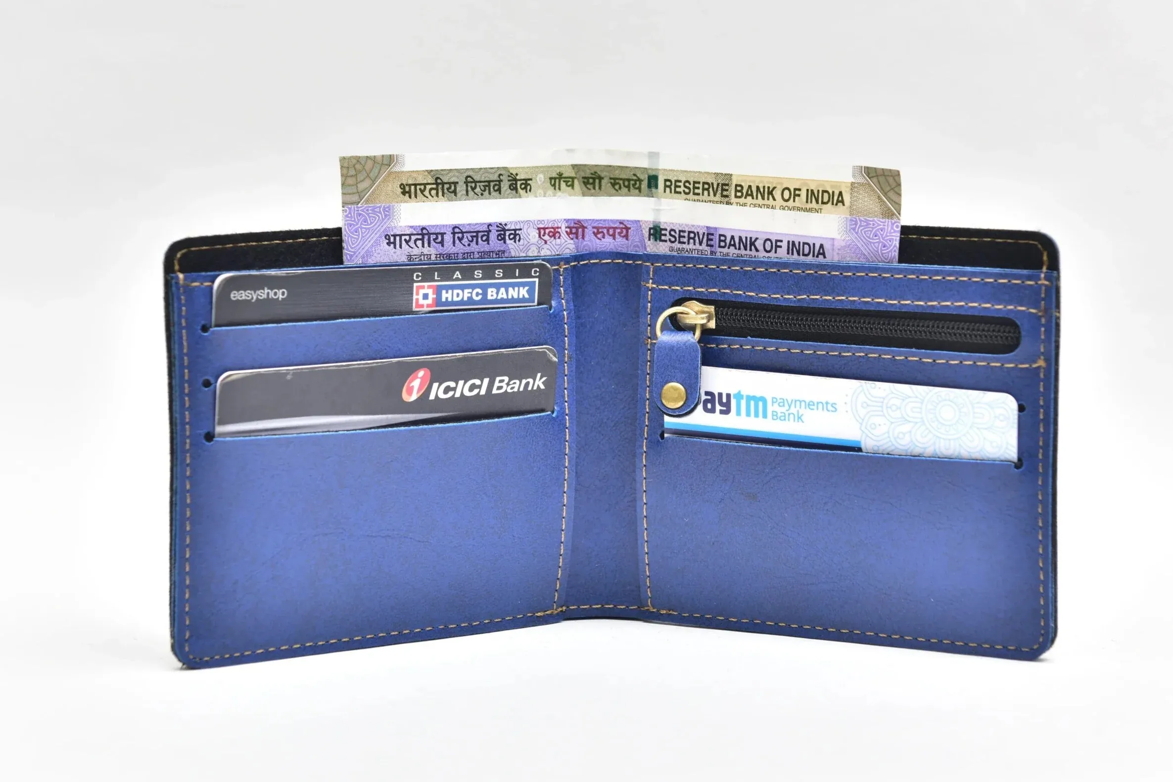 Classy Leather Customized Men's Wallet (Blue)
