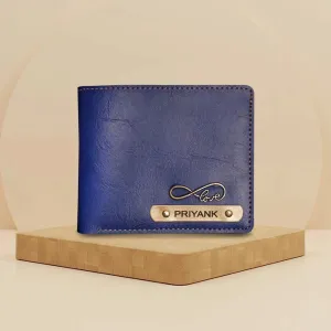 Classy Leather Customized Men's Wallet (Blue)