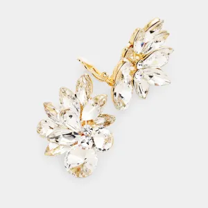 Clear Crystal Leaf Clip On Stud Earrings on Gold | 235417