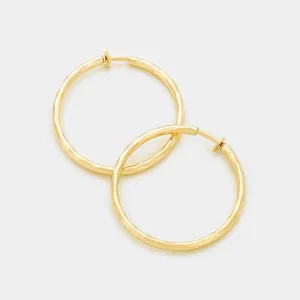 Clip On Gold Hoop Earrings | 1.25" | 253004