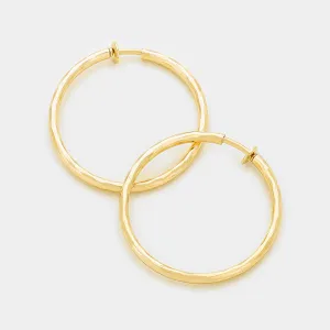 Clip On Gold Hoop Earrings | 1.75" | 246108