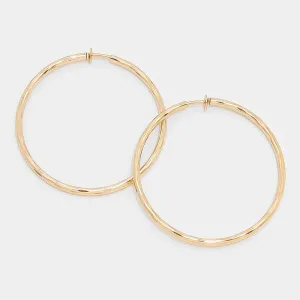 Clip On Gold Hoop Earrings | 2.3" | 142683