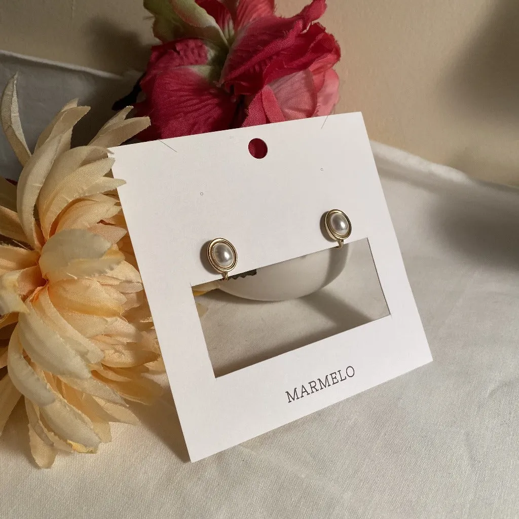[Clip on] Oval Pearl earrings