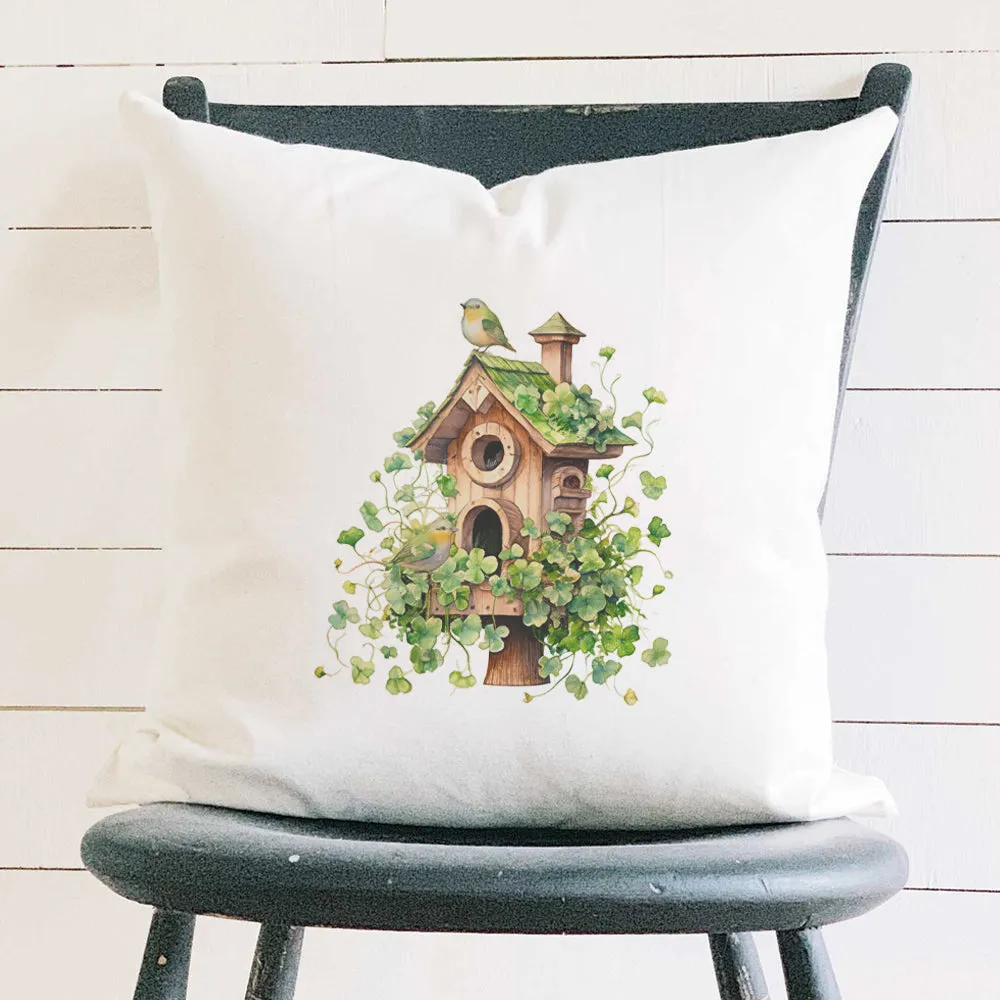 Clover Bird House - St. Patrick's Day Square Canvas Pillow