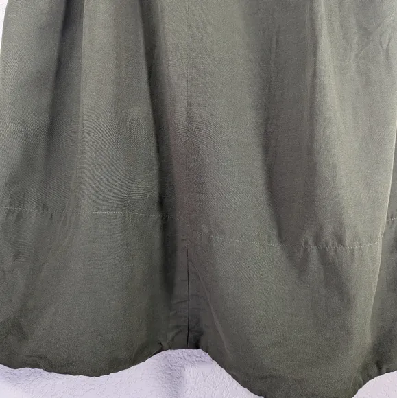 Club Monaco Linen Olive Green Belted Paper Bag Neutral Minimalist Skirt Size 8
