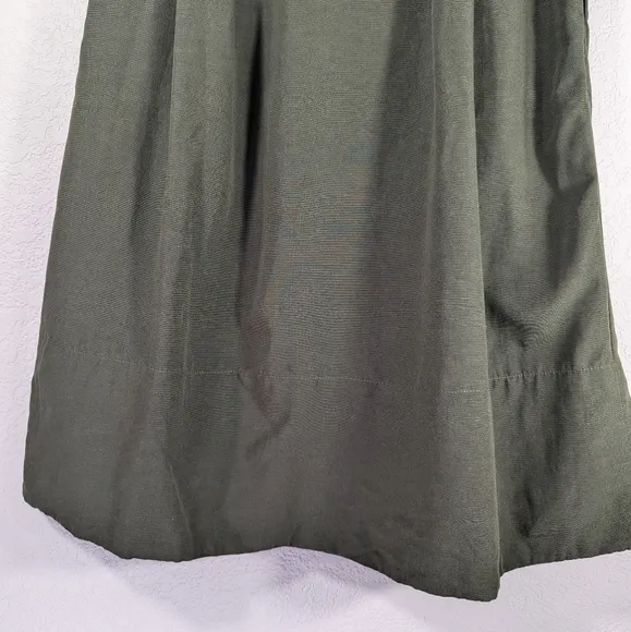 Club Monaco Linen Olive Green Belted Paper Bag Neutral Minimalist Skirt Size 8