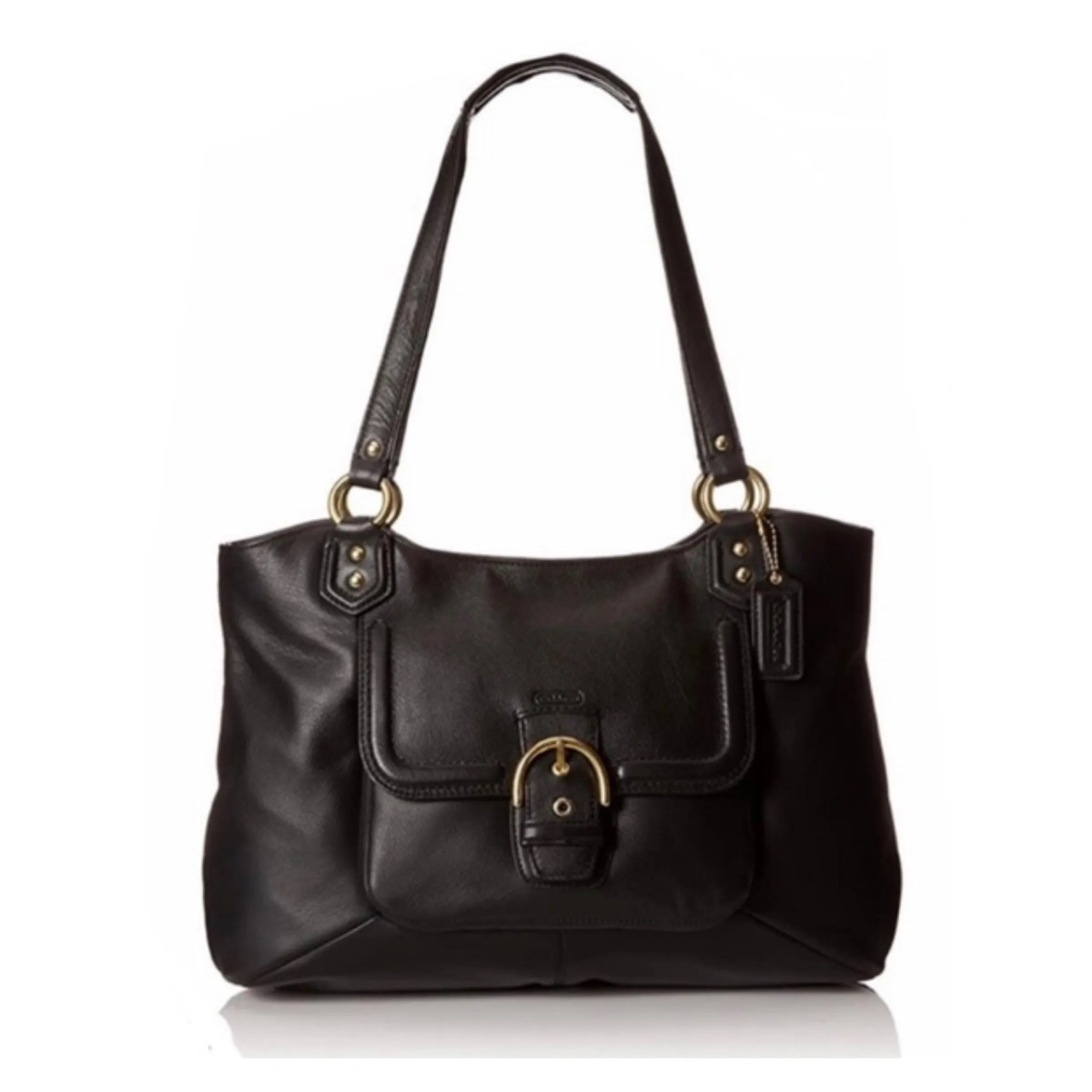 COACH #F24961 Campbell Belle Black Leather Carryall  Shoulder Bag