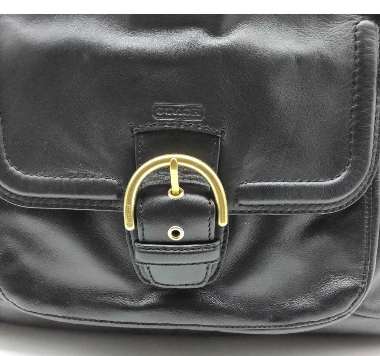 COACH #F24961 Campbell Belle Black Leather Carryall  Shoulder Bag