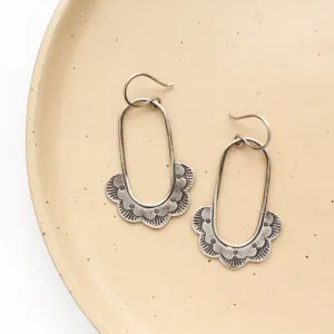 Columbine Stamped Silver Hoop Earrings