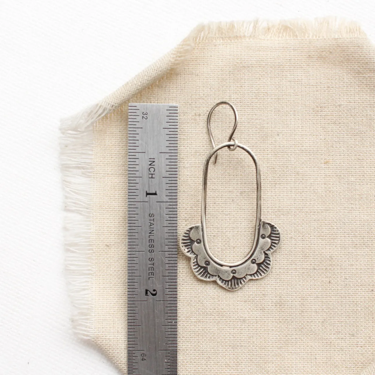 Columbine Stamped Silver Hoop Earrings
