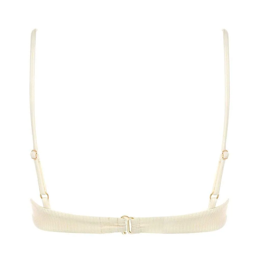 Cream Rib Dainty Bikini Top