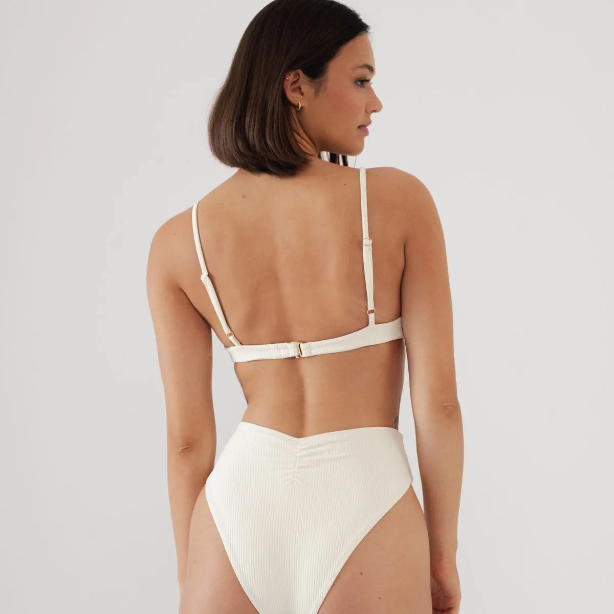 Cream Rib Dainty Bikini Top