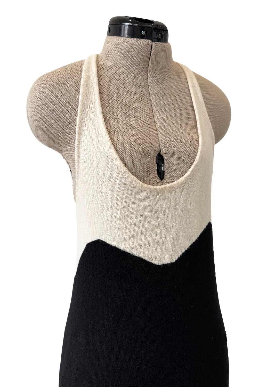 Cruise 2003 Chanel by Karl Lagerfeld Black & Ivory Cashmere Knit Dress
