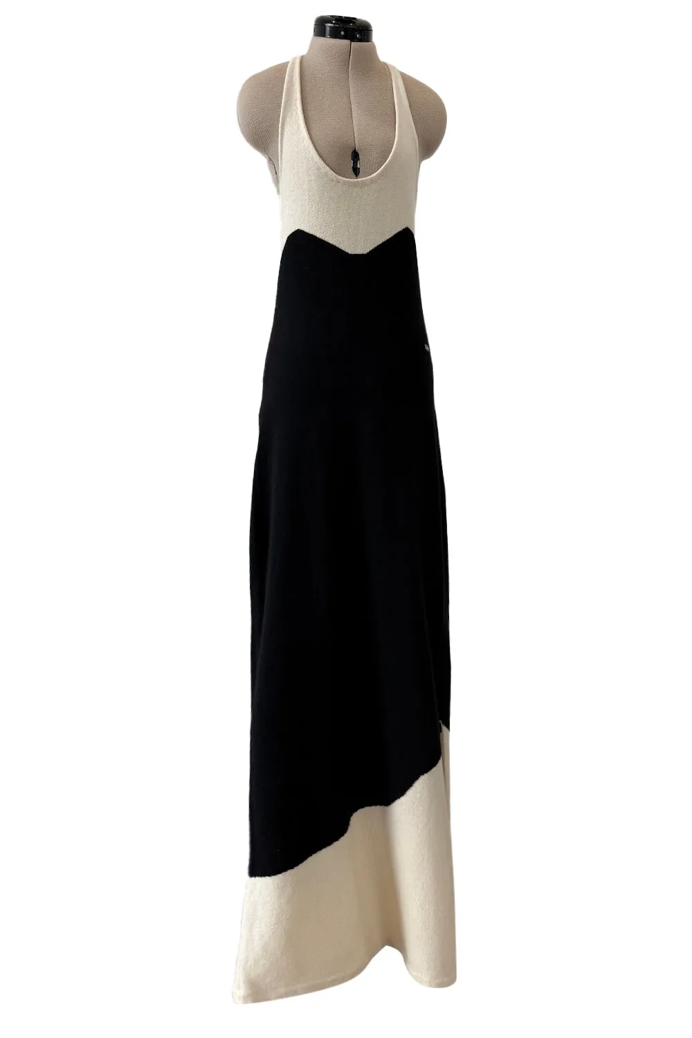 Cruise 2003 Chanel by Karl Lagerfeld Black & Ivory Cashmere Knit Dress