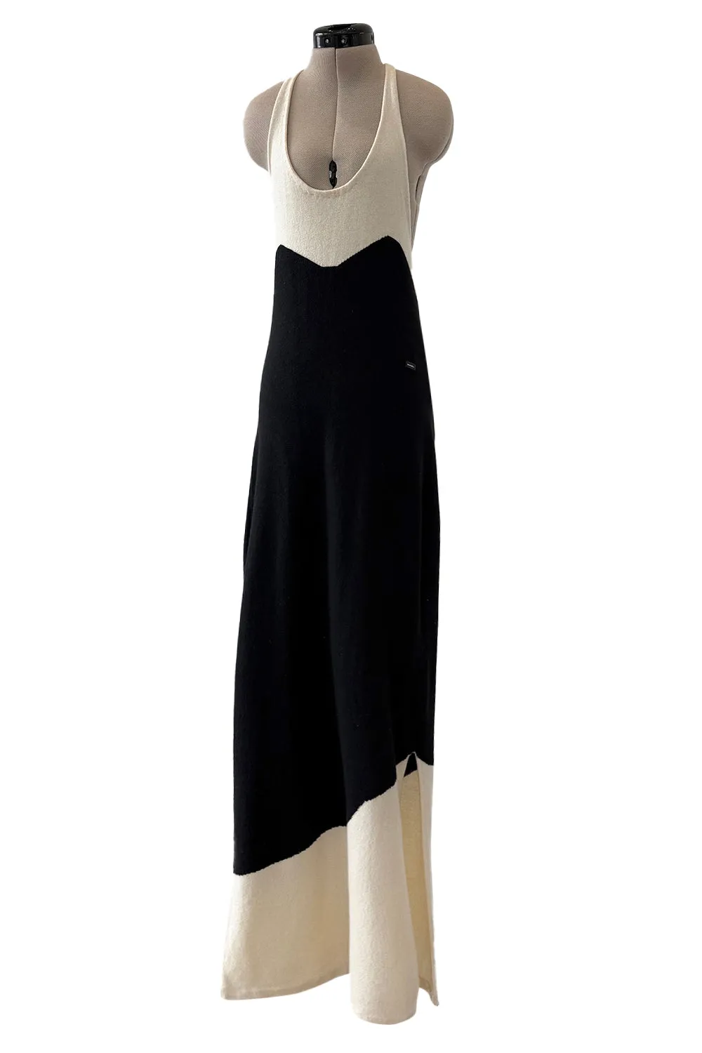 Cruise 2003 Chanel by Karl Lagerfeld Black & Ivory Cashmere Knit Dress