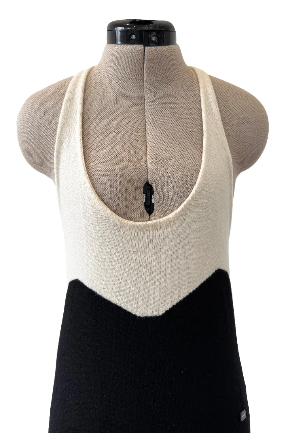 Cruise 2003 Chanel by Karl Lagerfeld Black & Ivory Cashmere Knit Dress