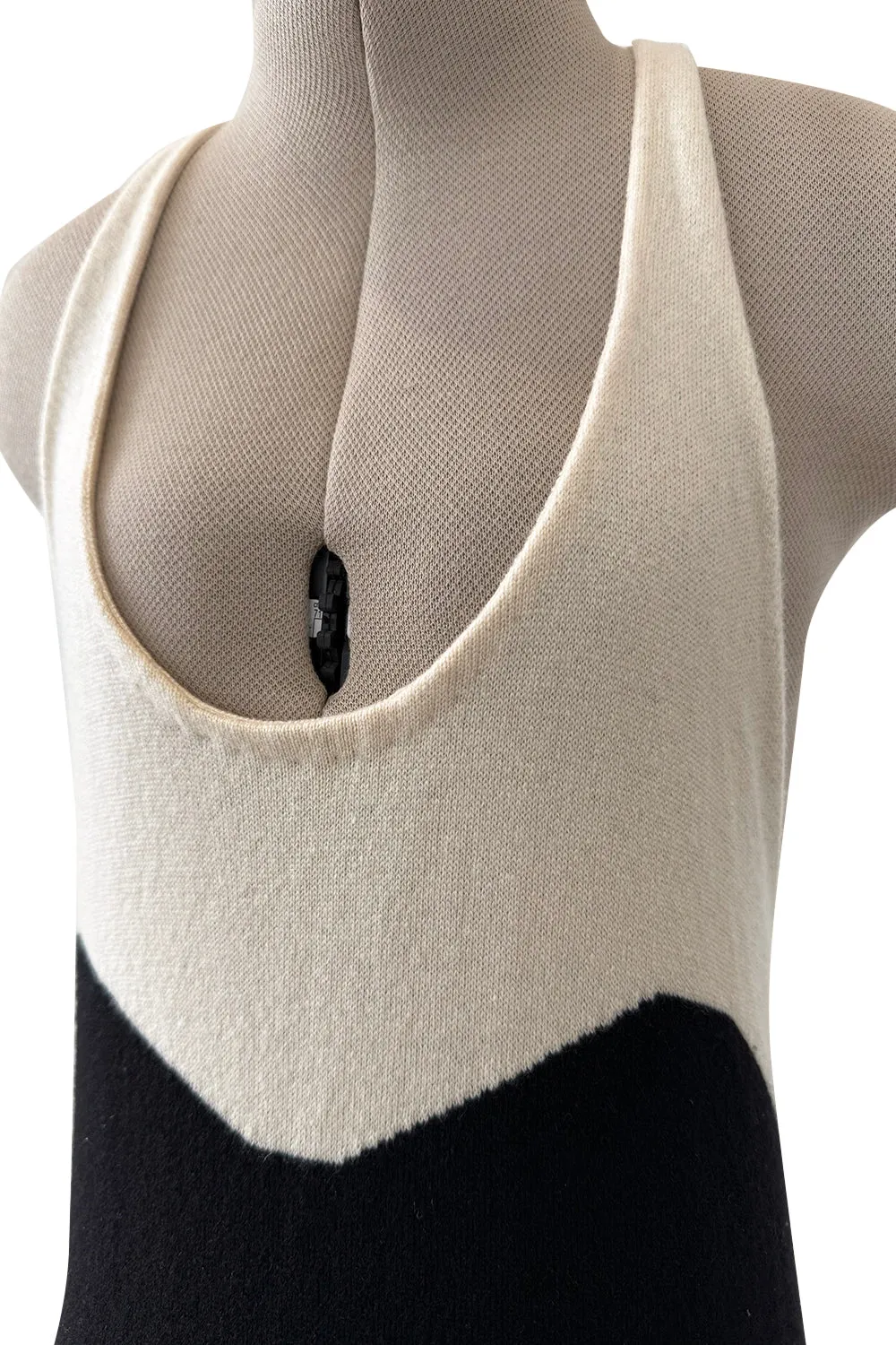 Cruise 2003 Chanel by Karl Lagerfeld Black & Ivory Cashmere Knit Dress
