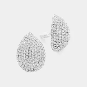 Crystal Rhinestone Dome Pageant Clip On Earrings | Rhinestone Clip On Interview Earrings |  294481