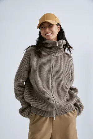 CS5023 Ribbed Wool Buffalo Cardigan