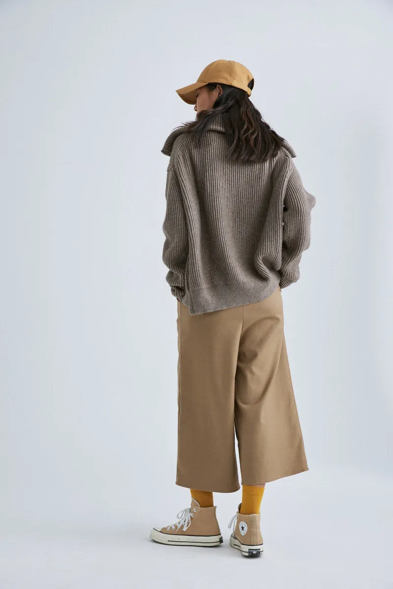 CS5023 Ribbed Wool Buffalo Cardigan