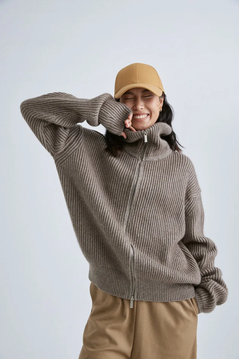 CS5023 Ribbed Wool Buffalo Cardigan