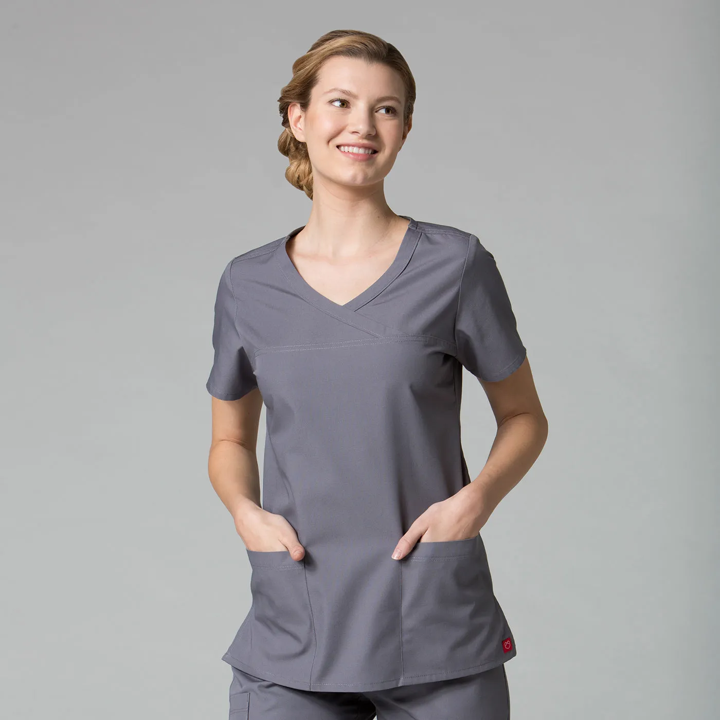 Curved Mock Wrap Top