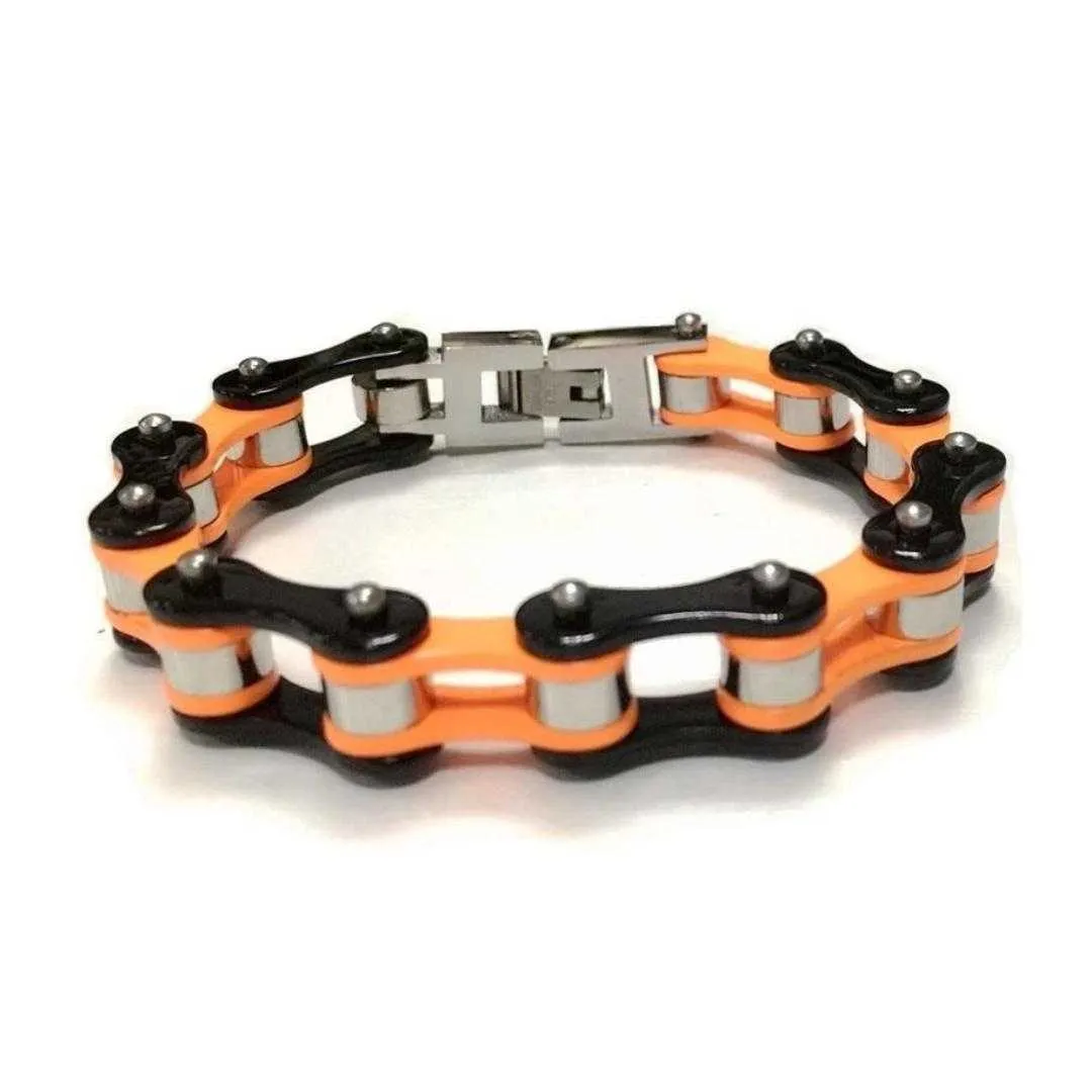 Cycolinks Orange/Black Silver Ball Bracelet