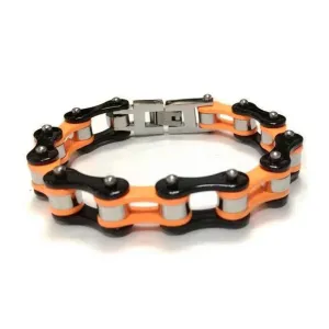 Cycolinks Orange/Black Silver Ball Bracelet