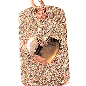 CZ Rose Gold Heart Tag Pendant
