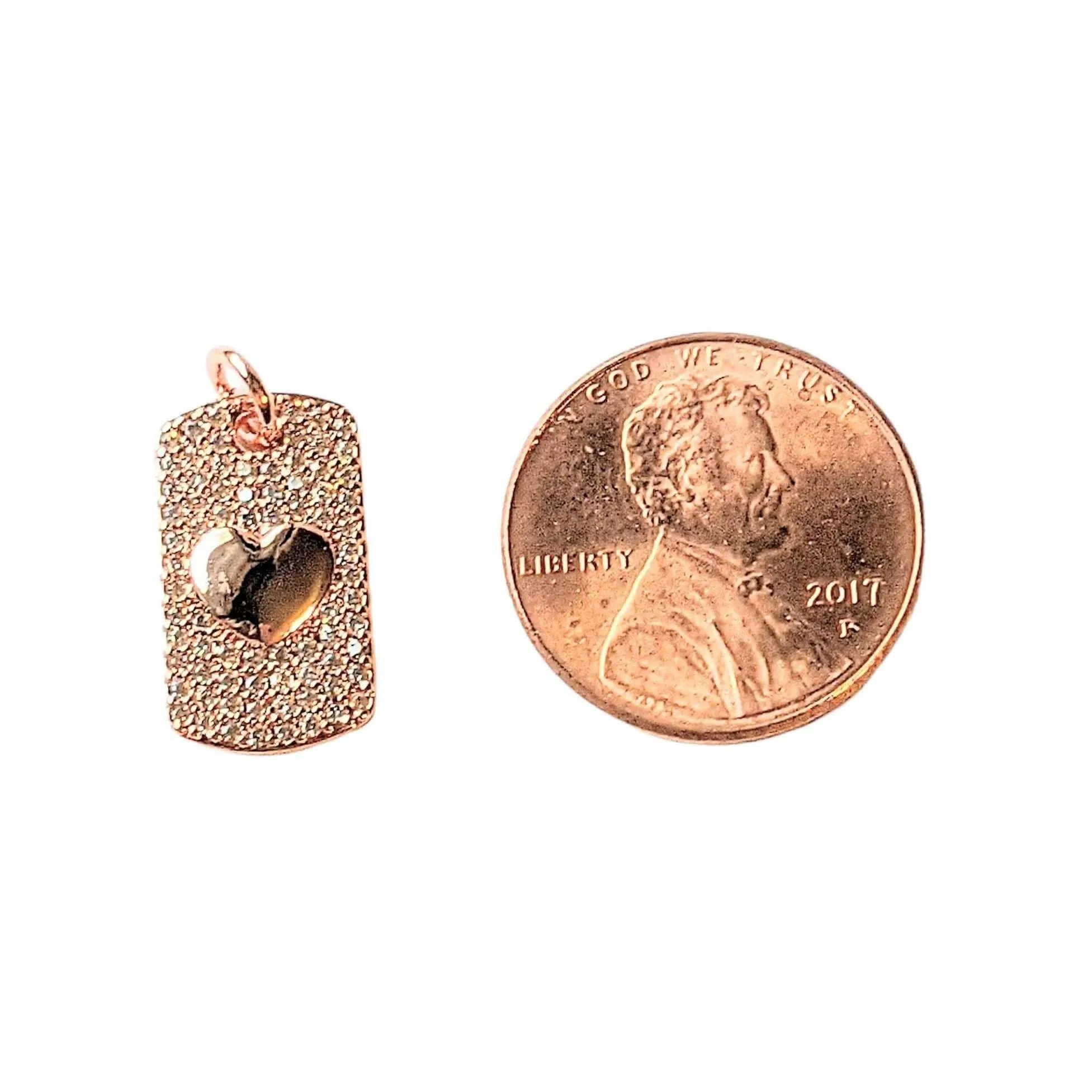 CZ Rose Gold Heart Tag Pendant
