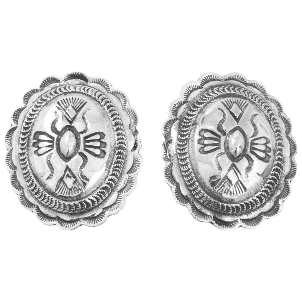 Dainty Stamped Sterling Concho Earrings
