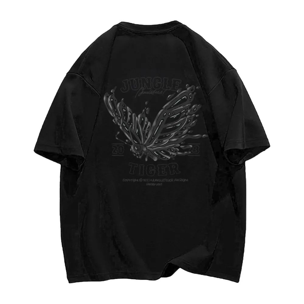 Dark Skeleton Butterfly Solid Color T-Shirt