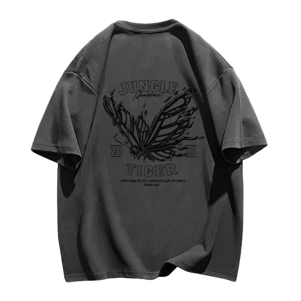 Dark Skeleton Butterfly Solid Color T-Shirt