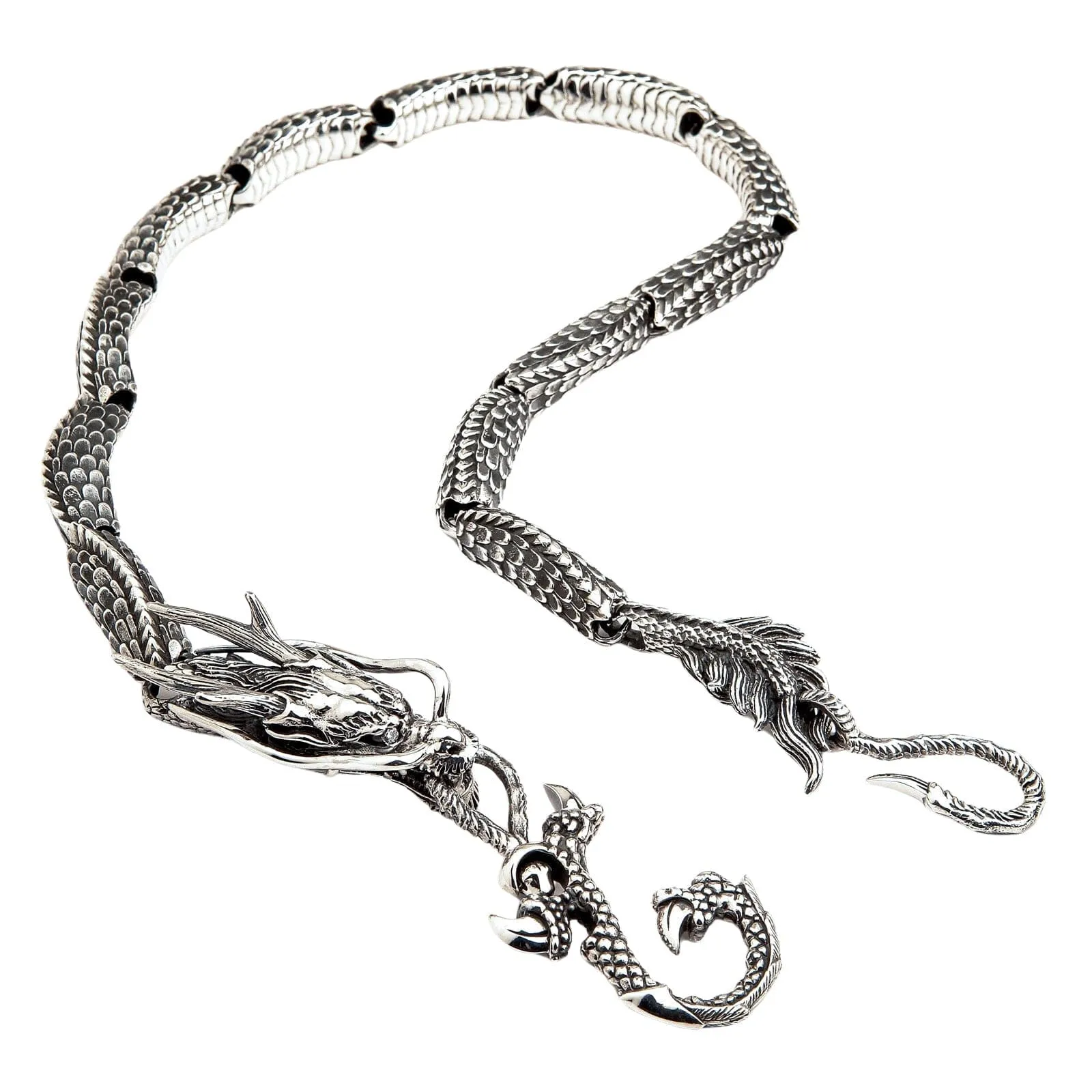 Diamond Eyes Dragon Sterling Silver Wallet Chain