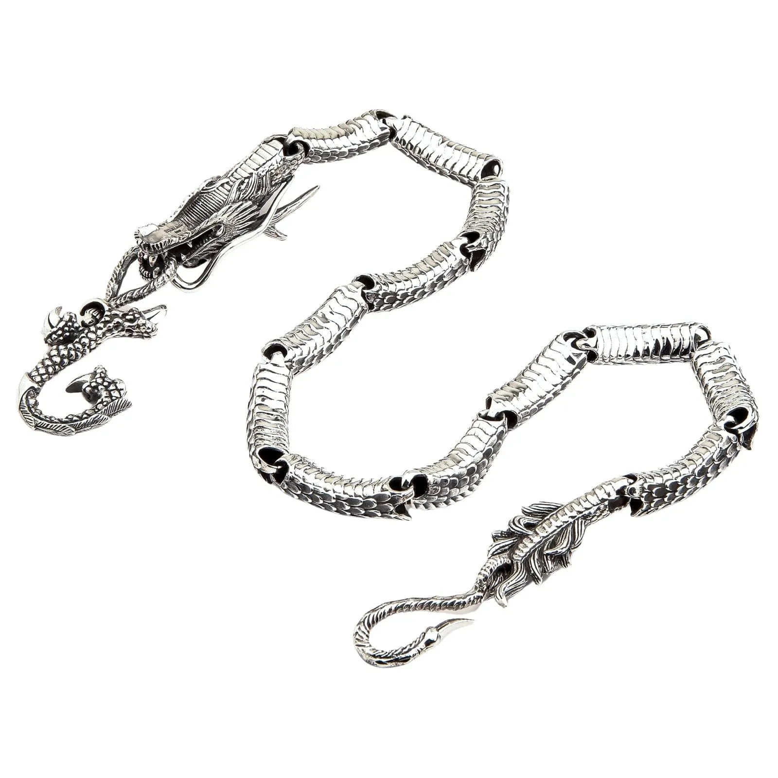 Diamond Eyes Dragon Sterling Silver Wallet Chain