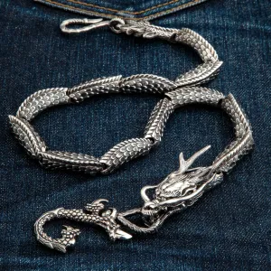 Diamond Eyes Dragon Sterling Silver Wallet Chain