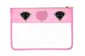 Diamond Heart Clear Flat Pouch