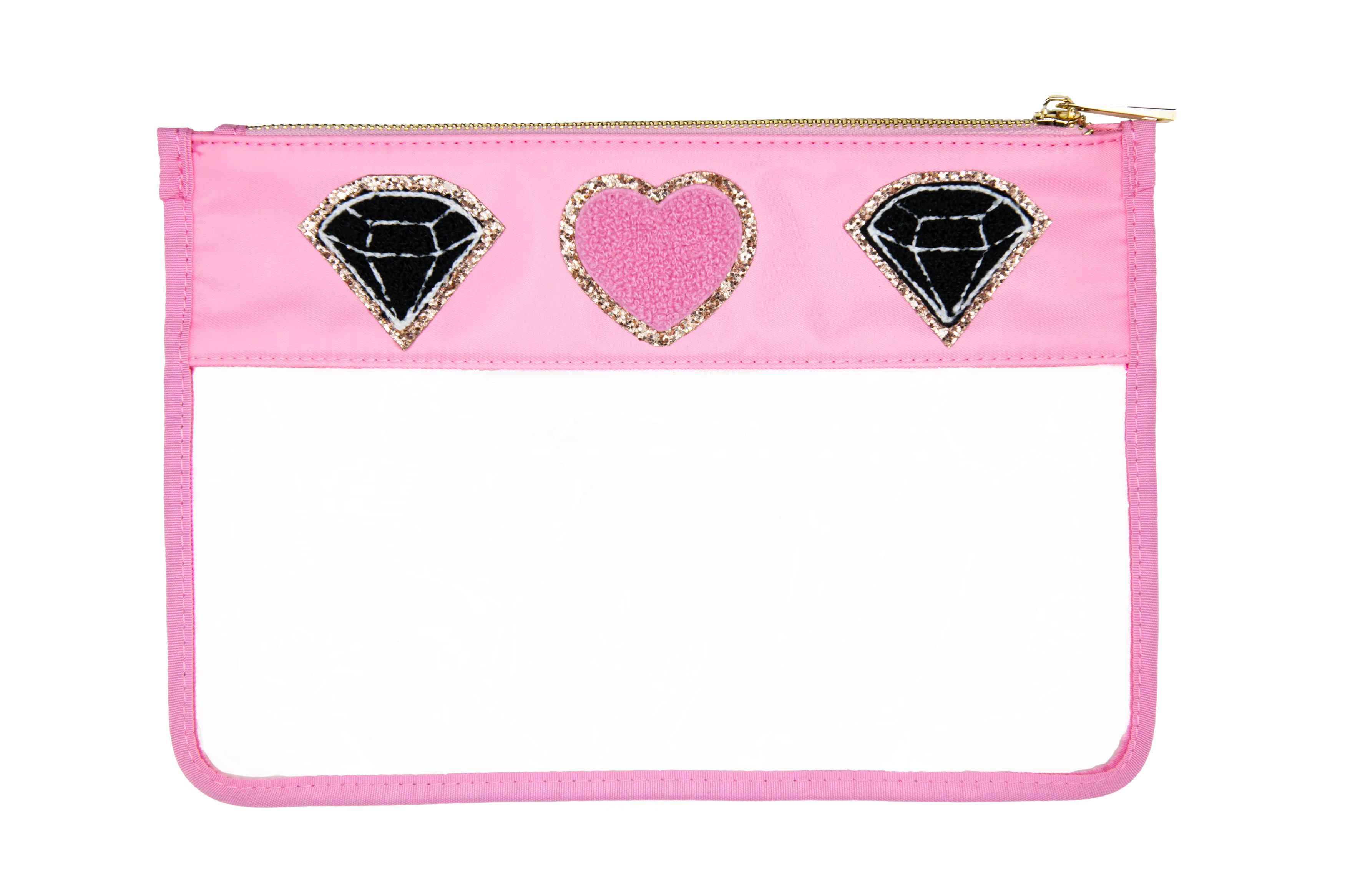 Diamond Heart Clear Flat Pouch
