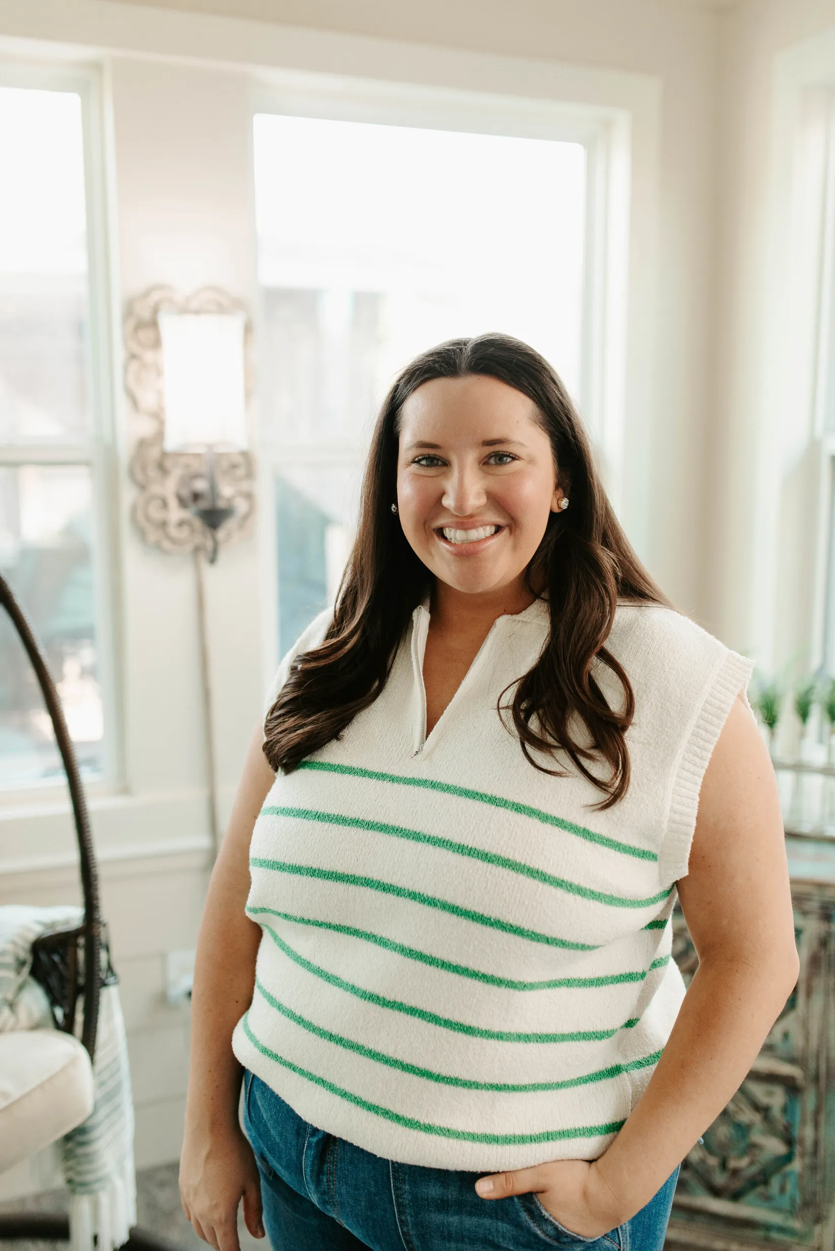 DOORBUSTER: Lucky You Stripe Top - Green