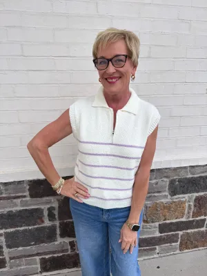 DOORBUSTER: Lucky You Stripe Top - Lavender