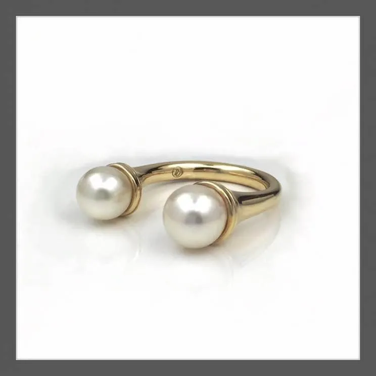 Double Pearl Open Ring