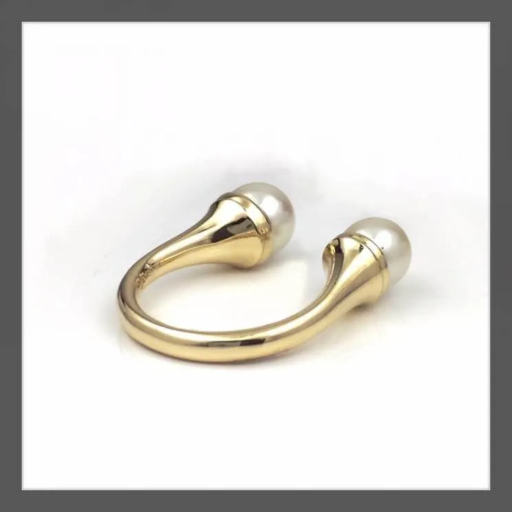 Double Pearl Open Ring