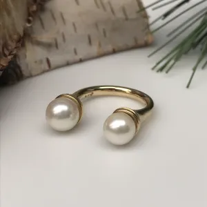 Double Pearl Open Ring