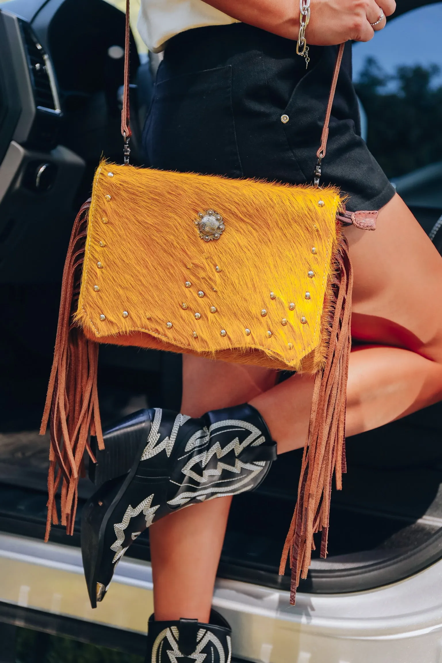 Down South Mustard Leather Clutch/Crossbody