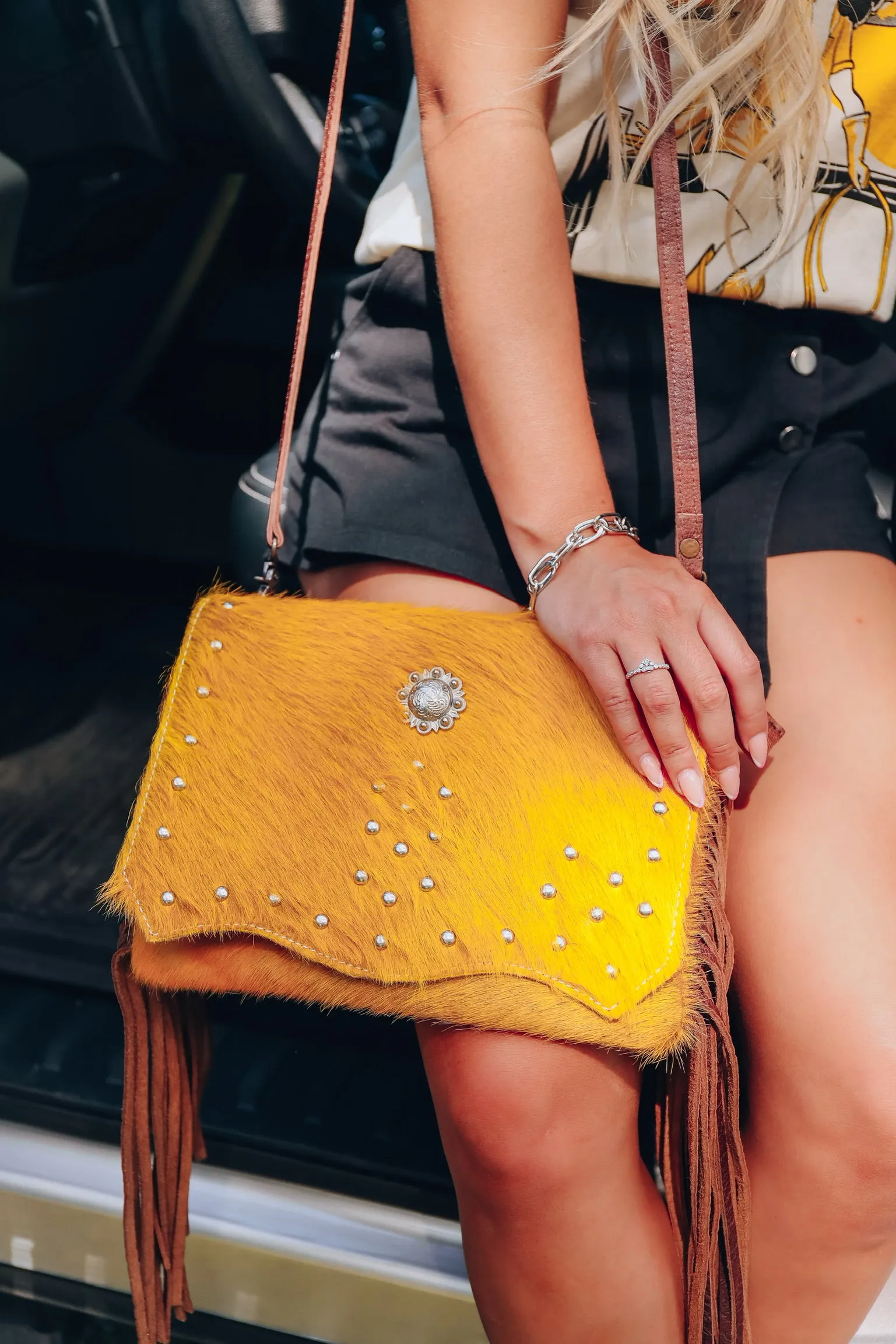 Down South Mustard Leather Clutch/Crossbody
