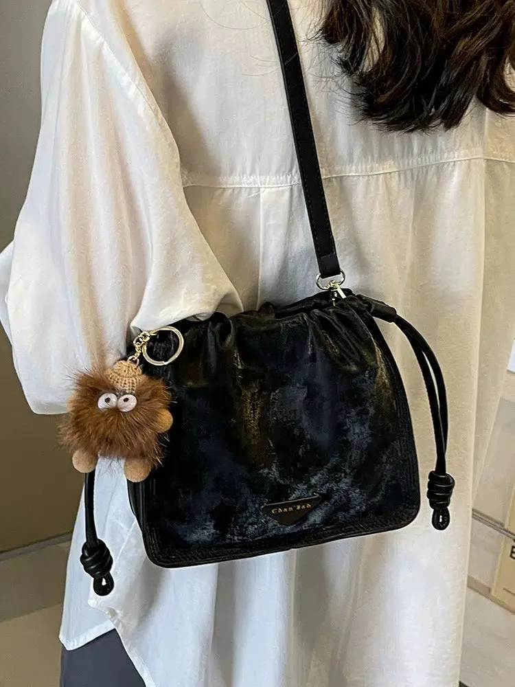 Drawstring Bucket Shoulder Bag