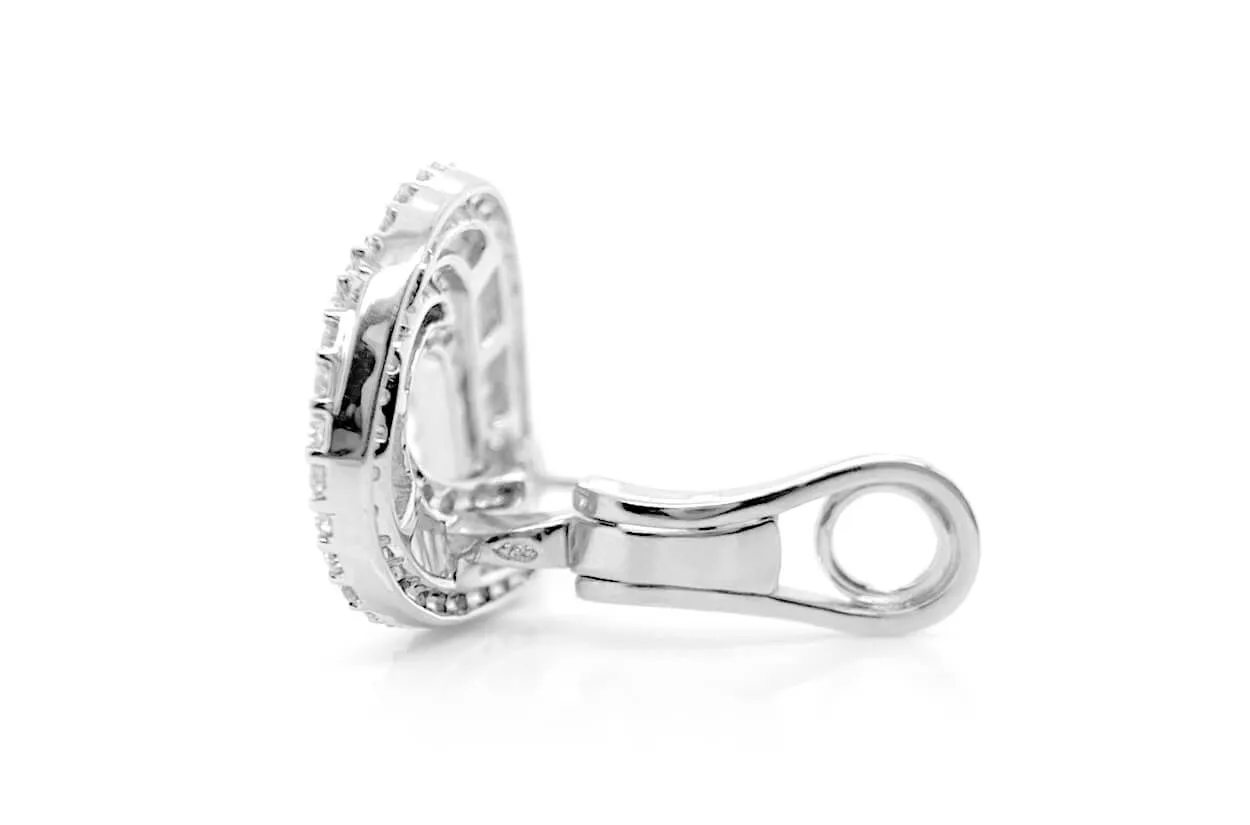 Earrings 18kt Gold Spiral Baguette & Round Diamonds